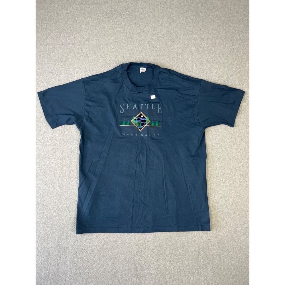 Vinate‎ Seattle Washington Shirt Mens2XL Blue Single Stitch Made USA Embroidered
